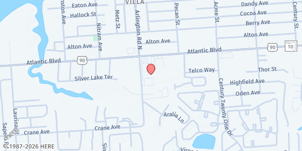 Map showing Harvest Time Christian Fellowship at 33-1 S. Arlington Rd., Jacksonville, FL