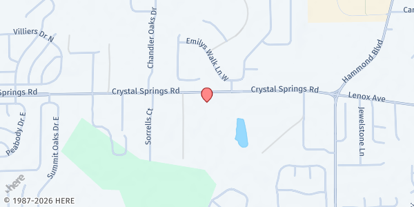 Map showing Hillcrest Baptist Church at 9120 Crystal Springs Rd., Jacksonville, FL