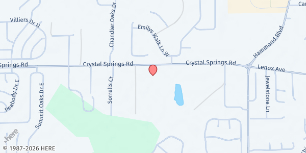Map showing Hillcrest Baptist Church Food Pantry at 9120 Crystal Springs Rd., Jacksonville, FL