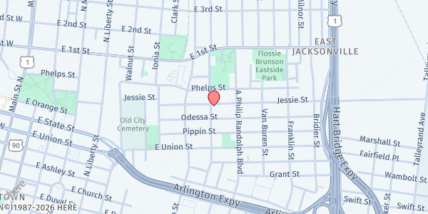 Map showing In the Word International; Inc. - Jacksonville at 925 Spearing Street, Jacksonville, FL