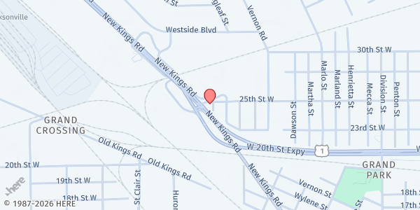 Map showing Infinity Food Pantry at 3365 New Kings Rd, Jacksonville, FL