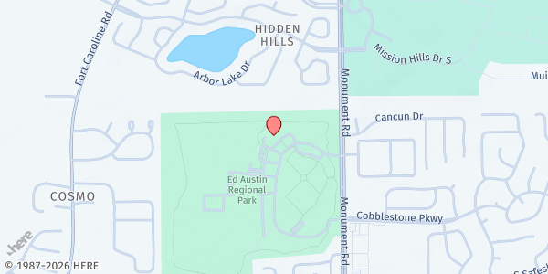 Map showing JaxPAL at 3450 Monument Road, Jacksonville, FL