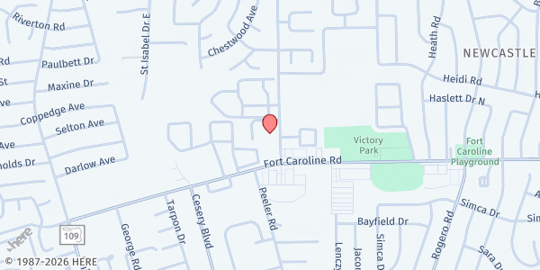 Map showing Jim Dotson Foundation at 3754 University Club Blvd., Jacksonville, FL