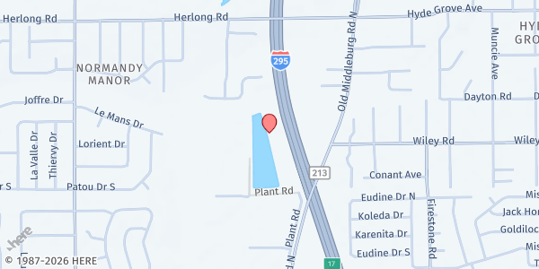 Map showing Life Through the Word Ministries at 7619 Plant Road, Jacksonville, FL