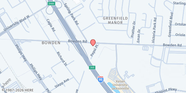 Map showing Lifeline Center of Hope at 5730 Bowden Road, Jacksonville, FL