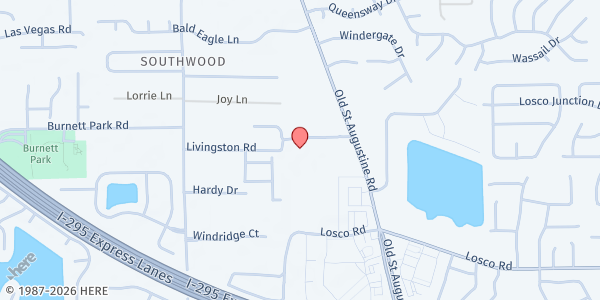 Map showing Lifepoint Christian Fellowship at 4298 Livingston Road, Jacksonville, FL