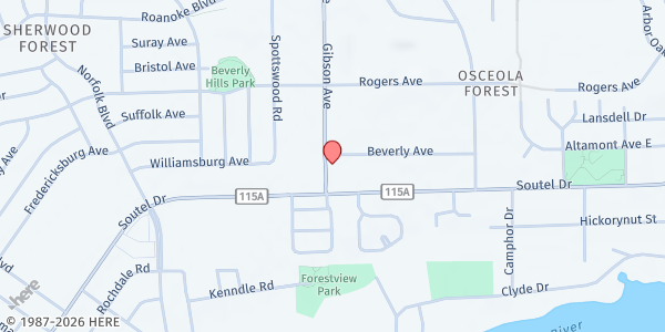 Map showing Light of the World at 4100 Beverly Avenue, Jacksonville, FL