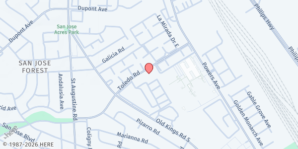 Map showing Light of the World Christian Church at 3820 Toledo Road, Jacksonville, FL