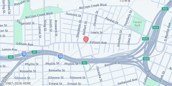 Map showing Messenger Pour Christ; Inc. at 2360 Edison Avenue, Jacksonville, FL