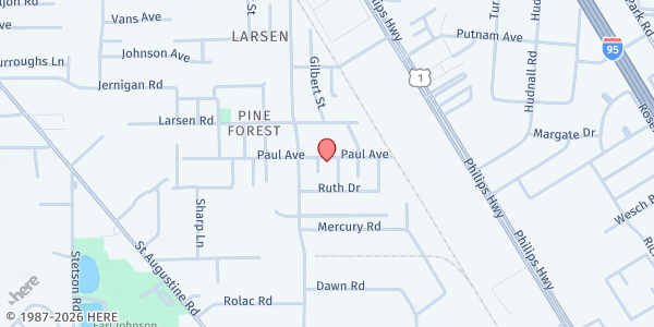 Map showing Morning Glory Christian Fellowship at 2742 Paul Ave., Jacksonville, FL