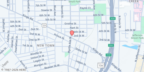 Map showing Mt. Olive Primitive Baptist Church at 1301 N Myrtle Ave, Jacksonville, FL