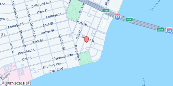 Map showing New Hope addiction and education services at 634 Lomax Street, Jacksonville, FL