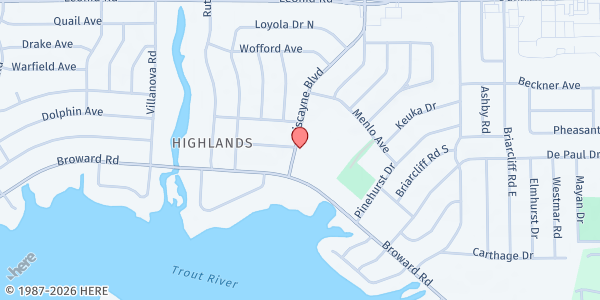 Map showing Northside Christian Service Center at 10435 Biscayne Blvd., Jacksonville, FL