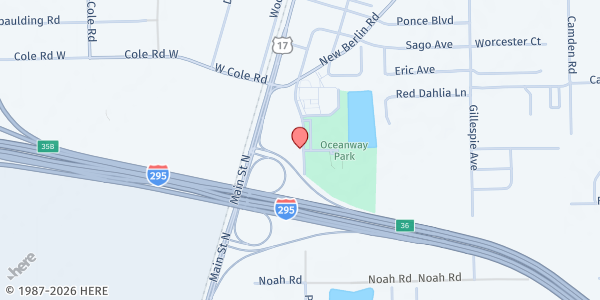 Map showing Oceanway Church at 12240 Sago Avenue, Jacksonville, FL