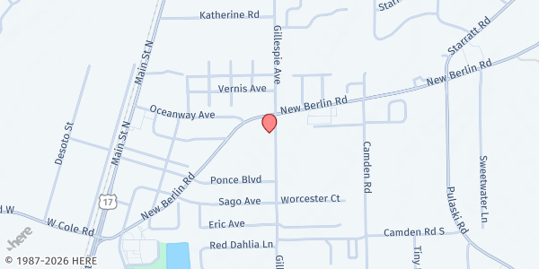 Map showing Oceanway Church Outreach at 12650 Gillespie Avenue, Jacksonville, FL