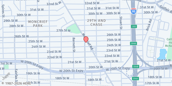 Map showing Overflow Health Alliance Inc. - Main Location at 3416 Moncrief Rd., Jacksonville, FL