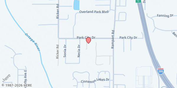 Map showing Park City Baptist Church at 7410 Park City Drive, Jacksonville, FL