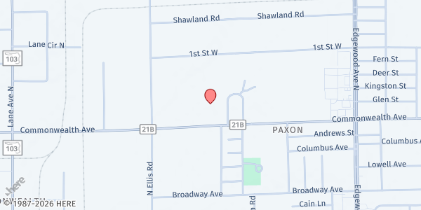 Map showing Paxon Revival Center at 5461 Commonwealth Avenue, Jacksonville, FL