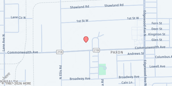 Map showing Paxon Revival Center Church at 5461 Commonwealth Ave., Jacksonville, FL