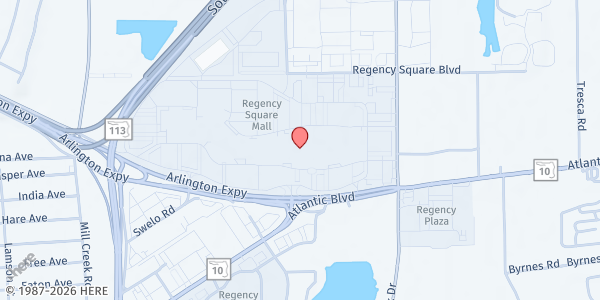 Map showing Revitalize Arlington at 9501 Arlington Expressway; Suite 245B, Jacksonville, FL