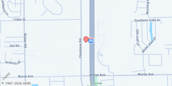 Map showing River City Community Church at 6561 Firestone Rd., Jacksonville, FL