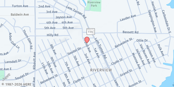 Map showing Riverview Church of Christ at 2053 Soutel Drive, Jacksonville, FL