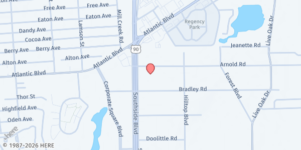 Map showing Rock of Salvation (Roca de Salvación - Iglesia) at 9724 Arnold Rd., Jacksonville, FL