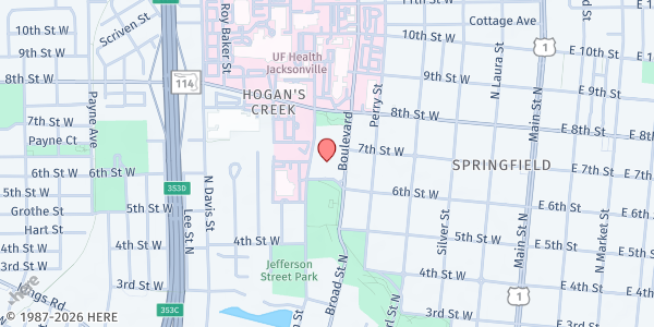 Map showing Safe Future Foundation - Jacksonville at 515 W. 6th St., Jacksonville, FL