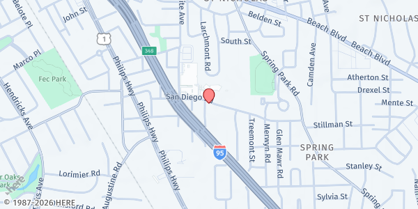 Map showing Spring Park Redevelopment Corporation at 2606 San Diego Road, Jacksonville, FL
