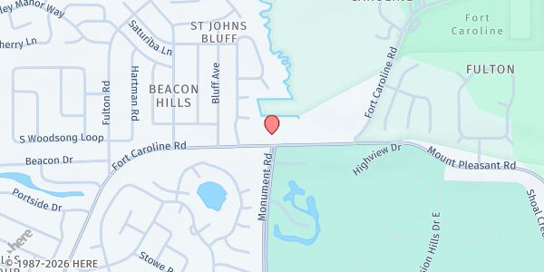 Map showing St. Matthew's Lutheran Church at 12355 Fort Caroline Rd., Jacksonville, FL