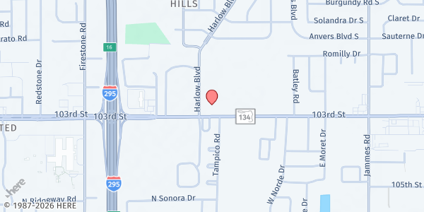 Map showing Tamika's School Of Epicure - Food Distribution Center at 6887 103rd Street, Jacksonville, FL