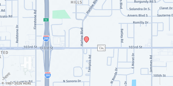 Map showing Tamikas School of Epicure Inc. - Community Distribution Site at 6887 103rd Street, Jacksonville, FL