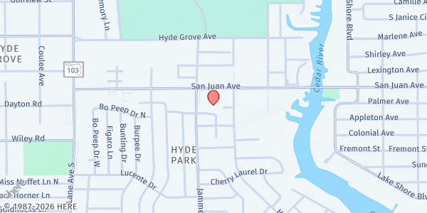 Map showing Tamikas School of Epicure Inc. - Main Location at 1660-1 Lane Avenue, Jacksonville, FL