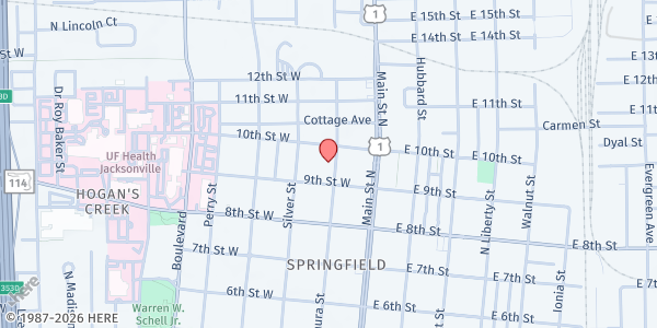 Map showing The Market at St. Mary's Church at 1924 N. Laura St., Jacksonville, FL