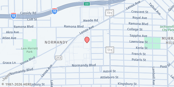 Map showing The Potter's House at 5119 Normandy Blvd., Jacksonville, FL