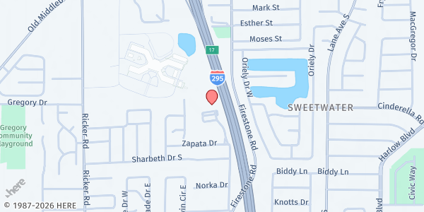 Map showing Vines Keepers Ministries at Church at Sun Coast at 4200 Georgetown Dr., Jacksonville, FL