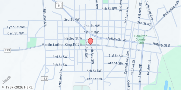 Map showing Greater Poplar Springs at 702 Martin Luther King Drive Southwest, Jasper, FL