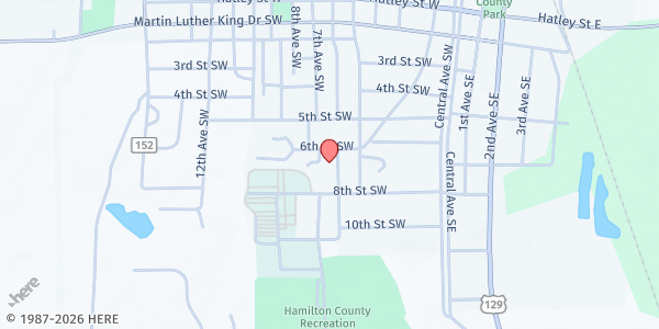Map showing New Bethel AME Church at 604 6th Ave. SW, Jasper, FL