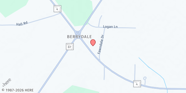 Map showing Berrydale Baptist Church at 6730 FL-4, Jay, FL