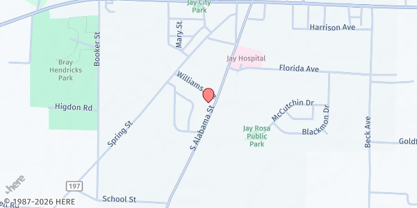 Map showing Cornerstone Christian Church at 14047 S. Alabama St., Jay, FL