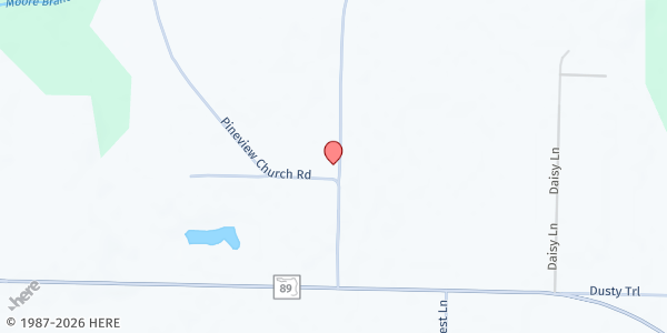 Map showing Pineview Methodist Church at 1400 Pineview Church Rd, Jay, FL