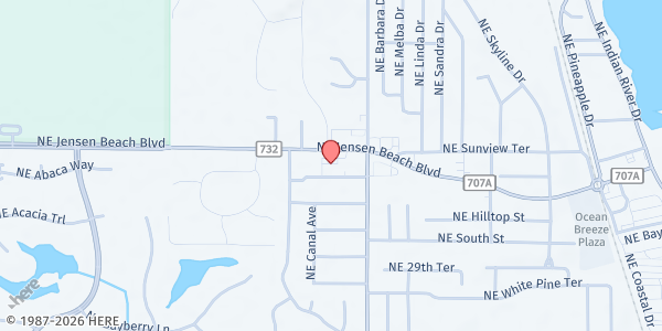 Map showing HOUSE OF HOPE, INC. - JENSEN BEACH at 1090 NE Jensen Beach Blvd., Jensen Beach, FL