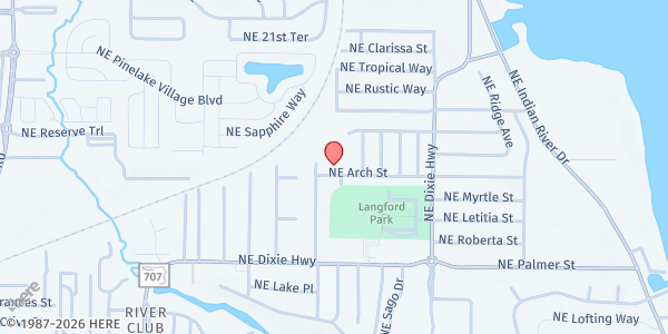 Map showing Soaring Faith Ministries at 2110 NE Arch St., Jensen Beach, FL