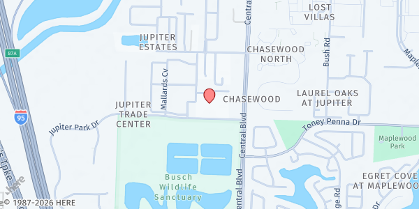 Map showing St. Peter Catholic Church - Food For Families at 2581 Jupiter Park Dr., Jupiter, FL
