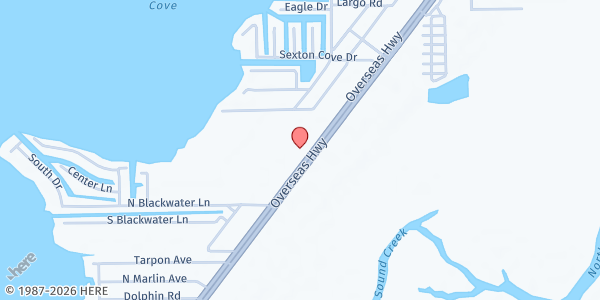Map showing SOS at St Justin's FP at 105500 Overseas Hwy, Key Largo, FL