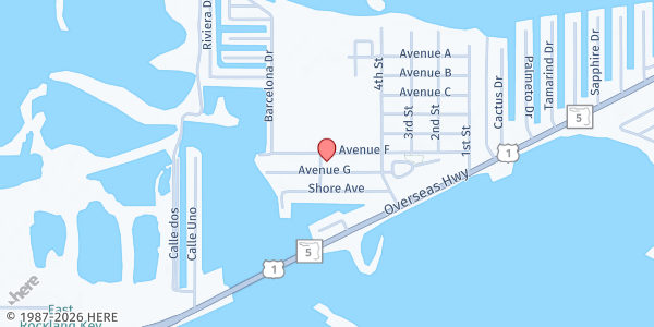 Map showing Big Coppitt First Baptist Church at 200 Avenue F, Key West, FL