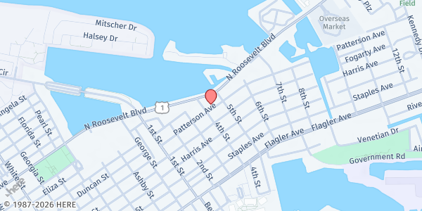 Map showing Florida Keys Outreach Coalition for the Homeless at 2221 Patterson Ave., Key West, FL