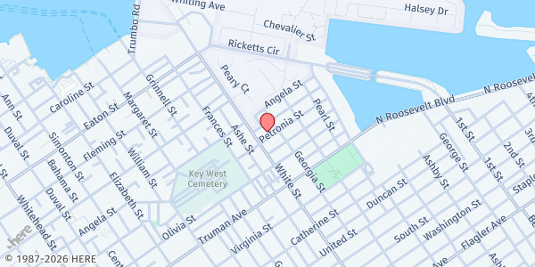 Map showing Metropolitan Community Church Soup Kitchen at 1215 Petronia St., Key West, FL