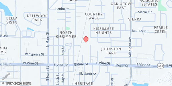 Map showing Clarita's House Outreach Ministry, Inc. at 1712 N Kelley Avenue, Kissimmee, FL