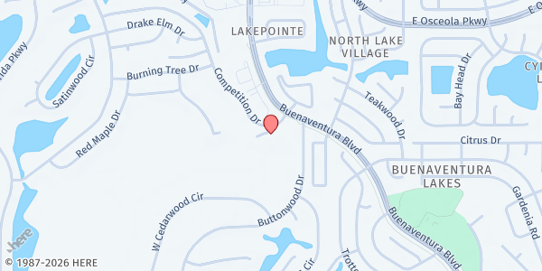 Map showing Iglesia Christana Renuevo at 290 Competition Drive, Kissimmee, FL